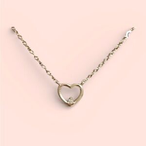 Sterling Silver Heart Necklace with CZ gem